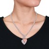 EVERLY JEWELRY | Two-Tone Silver Oval Link Necklace with Double Heart Charm, 18 inc - 3 of 4