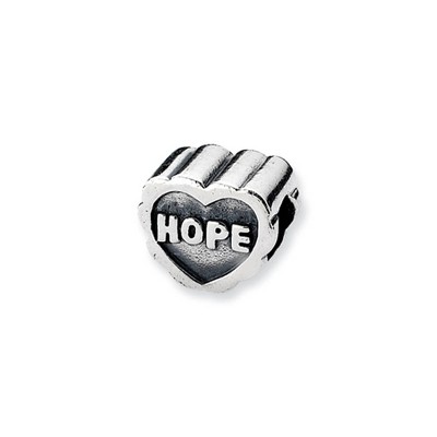 Black Bow Jewelry Sterling Silver Hope Heart Bead Charm