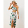 Allegra K Women's Floral Printed Crop Tube Tops Split Long Skirtr Skirt Set 2 Piece Outfit - 2 of 4