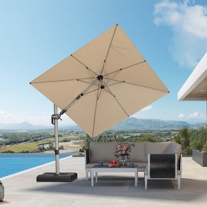 PURPLE LEAF Right-left Tilt Cantilever Umbrella with Base Patio Outdoor Swivel Umbrella with 360-degree Rotation - 1 of 4