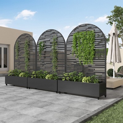 Wrought Iron Black Arch Planting Box with Climbing Rack (Shine A Type)