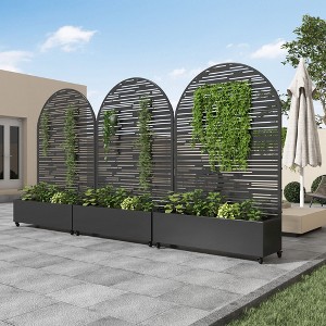Wrought Iron Black Arch Planting Box with Climbing Rack (Shine A Type) - 1 of 3