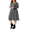 Agnes Orinda Women's Plus Size Elegant Round Neck Long Sleeve with Pocket Ribbed Knit Midi Sweater Dress - 2 of 4
