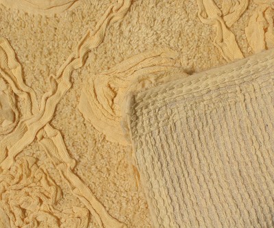 Modesto Yellow Cotton Bath Rug with Rose Design, 17x24