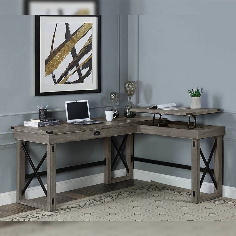 67&#34; Talmar Writing Desk Weathered Finish Gray - Acme Furniture, 1 of 10