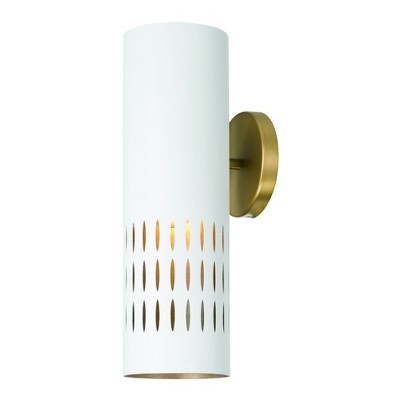 Dimmable Dash Aged Brass &amp; White Metal 1-Light Wall Sconce