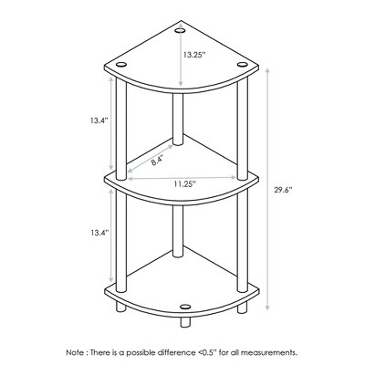 HOMLUX 3 Tier Decorative Corner Bookshelf Display Rack