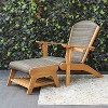 Auburn Upholstered Teak Outdoor Ottoman - Cambridge Casual: Weather-Resistant, Quick Dry Foam Cushion - 3 of 4