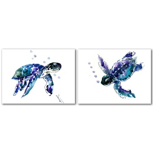 Americanflat Coastal Animal Sea Turtle By Suren Nersisyan - 2 Piece Art ...