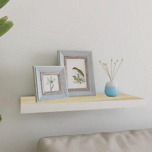 Wall Shelf Oak and White Honeycomb MDF 23.6x9.3x1.5 in - 1 of 4