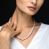 EVERLY JEWELRY | Sterling Silver 9-11mm Cultured Freshwater Edison Pearl 3/4ct DEW Moissanite Necklace, 18 inc - 4 of 4