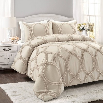 Lush Decor Belle 4-Piece White Queen Comforter Set