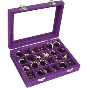 Jewelry Box 24 Grid Jewelry Ring Display Organiser Box Tray Holder Earrings Storage Case - 1 of 4