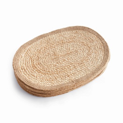 Plum & Post Jute Coil Oval Placemats, Set of 8 - Natural/Taupe