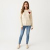 Anna-Kaci Women's Knit Top with Textured Heart Pattern and Contrast Heart Accent Detail in a Soft Cozy Pullover Design - 3 of 4