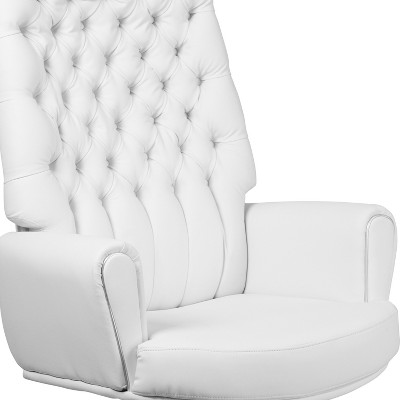 Ergonomic High Back White LeatherSoft Executive Swivel Chair with Metal Accents