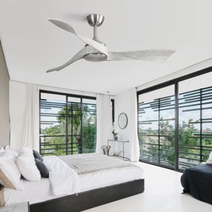 YAN Direct Current Fan With 3 Color Led Light,Indoor Ceiling Fan With Remote Reversible DC Motor And 3 Solid Wood Blades -The Pop Home - 1 of 4