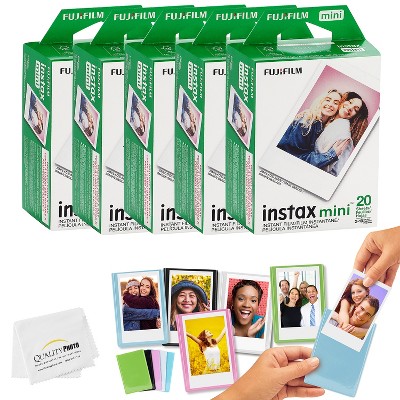 Fujifilm Mini Instax Films + Colored Magnet Photo Frames + Quality Photo Microfiber Cloth