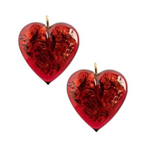 John Bead 2 Pieces Red Czech Glass Heart Pendant 26mm Lampwork Bead for Jewelry Making - 1 of 4