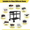 Karl Home 3-Shelf Outdoor Grill Cart Movable BBQ Trolley with Two Wheels and Hooks - 4 of 4