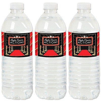 Big Dot of Happiness Red Carpet Hollywood - Movie Night Party Water Bottle Sticker Labels - Set of 20