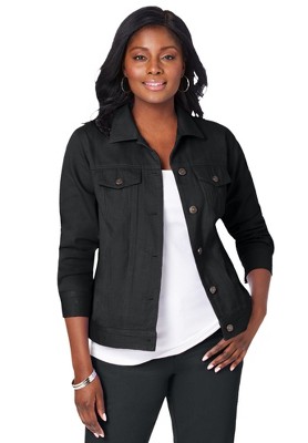 Black stretch discount denim jacket womens