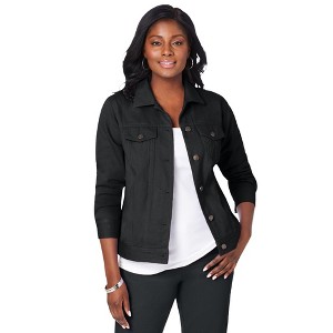 Jessica London Women's Plus Size Classic Cotton Denim Jacket - 1 of 4