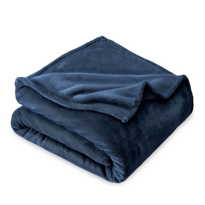 Dark Blue Microplush Full/queen Fleece Blanket By Bare Home : Target