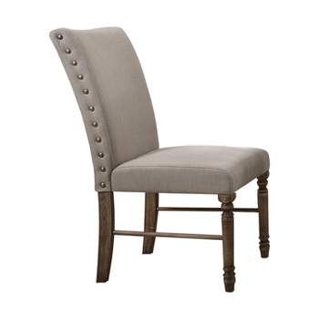 Set of 2 Leventis Side Chair Cream/Oak Brown - Acme Furniture