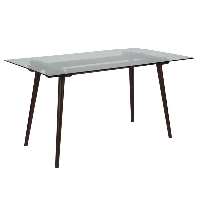 Merrick Lane 31.5" x 55" Rectangular Solid Wood Table with Glass Top
