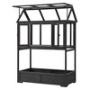 Whisen Portable Wooden Cold Frame Greenhouse with Movable Wheels, Openable Roof, and Storage Box - 4 of 4