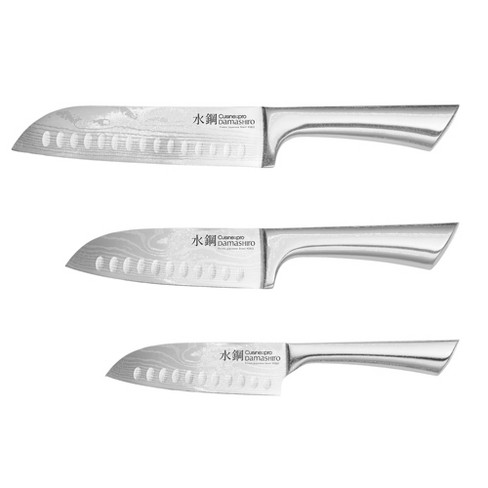 Gibson Home Beaumont 3 Piece Stainless Steel Santoku Knife Set With Cutting  Board In White Marble : Target