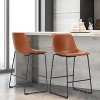 Barstool,Armless Industrial Faux Leather Barstools With Metal Legs And Footrest,Dining Chairs For Home Office Kitchen Island-The Pop Home - 3 of 4