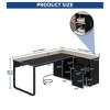 71in Black L Shaped Desk Executive Desk With Power Outlets With File Cabinet For Home - 3 of 4