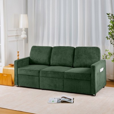 MYINDA 3 Seater Sofa with Side Pocket, Easy To Assemble, Suitable For Living Rooms, Green