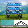 440lbs Collapsible Foldable Wagon Cart with strapping system ,Beach Wagon Utility Cart Utility Wagon Grocery Cart, Blue - 4 of 4