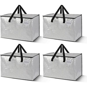 4 Pack Extra Large Moving Bags, Heavy Duty Storage Bags with Strong Zippers & Carrying Handles, Storage Totes for Space - 1 of 4
