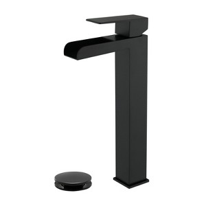 Cobbe Bathroom Faucet Single Handle with Pop-Up Drain Single-Hole Installation Bathroom Vessel Sink Faucet Matte Black - 1 of 4