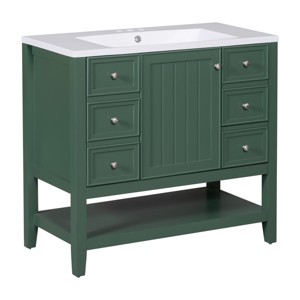 ChicFurnit Bathroom Storage Cabinets Bathroom Floor Storage Cabinet Functional Bathroom Cabinet with Drawer for Bathroom, Green, 36.02"*18.31"*33.6" - 1 of 4