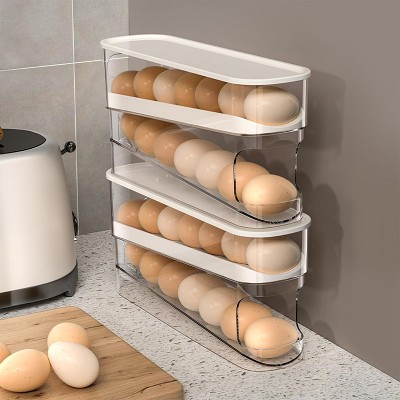 Auto Rolling Fridge Egg Organizer, Space Saving Eggs Dispenser for Refrigerator Storage, Home Egg Holder
