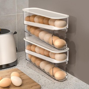 Auto Rolling Fridge Egg Organizer, Space Saving Eggs Dispenser for Refrigerator Storage, Home Egg Holder - 1 of 4