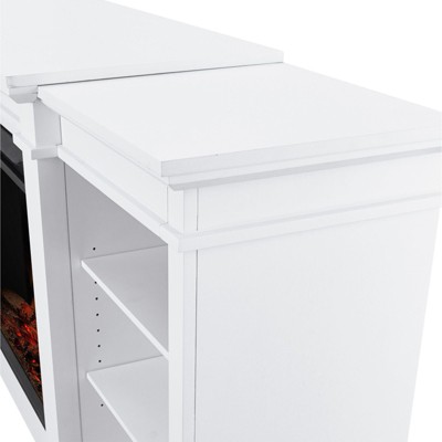 White Grand Electric Fireplace TV Stand with Adjustable Shelves