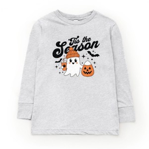 Tis The Season Ghost Retro - Toddler Long Sleeve Graphic Tee and Youth Long Sleeve Graphic T-Shirt - 1 of 3