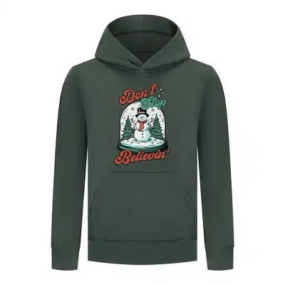 Everyday Kids Christmas Collection Don’t Stop Believin’ Pullover Hoodie – Holiday Snowman Sweatshirt