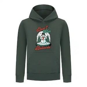 Everyday Kids Christmas Collection Don’t Stop Believin’ Pullover Hoodie – Holiday Snowman Sweatshirt - 1 of 4