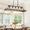 BAOURE 5-Light Black Metal Chandelier Linear Pendant Ceiling Lighting 34-inch Rustic Farmhouse Fixture Kitchen Island Dining Room - 2 of 4