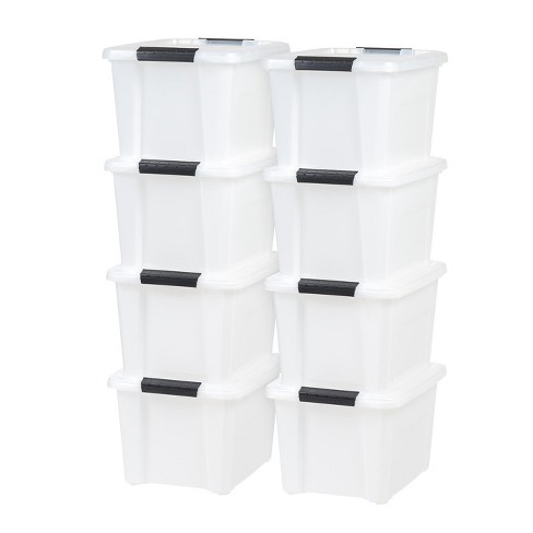 Iris Usa 8 Pack 13.5 Quart Stackable Plastic Storage Bins With Lids And ...