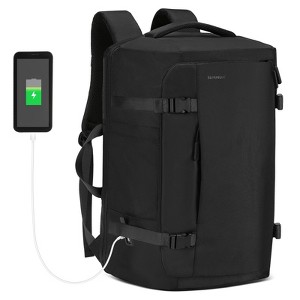 Unique Bargains TSA Friendly Flight Approved Carry on Backpack Travel Backpack 40L Black