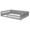 Gulches Wood Full Size Upholstered Platform Bed with Guardrail and Pillow, Gray - 4 of 4