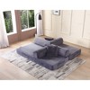 77.9" Corduroy Convertible Sofa Bed with Cylindrical Pillow, Folding Mattress, and Fixed-Shape Frame - 2 of 4